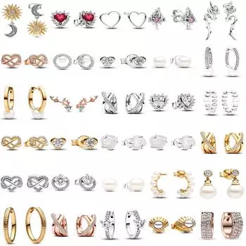 Подлинные серьги-гвоздики из стерлингового серебра 925 пробы с жемчугом и белой розой в цвету, из розового золота, с рогами оленя и кристаллами для женщин, модные ювелирные изделия