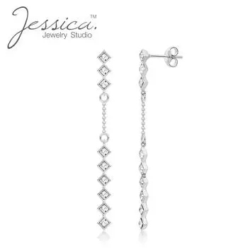 Подлинные серьги-капли из стерлингового серебра 925 пробы с кристаллами, цепочки, подарки для нее