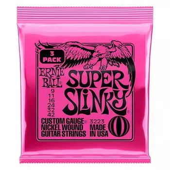 [Подлинные] Струны для электрогитары ERNIE BALL 3223 (09-42) SUPER SLINKY 3 комплекта