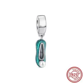 Подлинные туфли на высоком каблуке из стерлингового серебра 925 пробы, коньки, тапочки, обувь, подвески, браслеты, бусины, оригинальные женские украшения