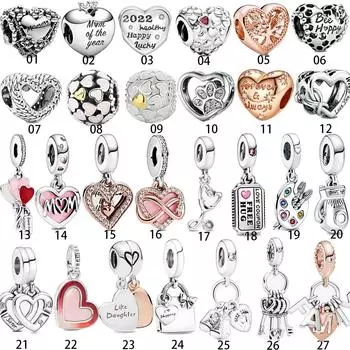 Подлинный 925 пробы серебряный шарм в виде сердца для мамы и дочки подходит для оригинального модного браслета, ювелирные изделия своими руками, подарок на День матери