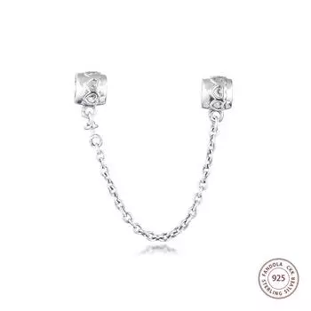 Подлинный 925 стерлингового серебра 2020 Ограниченная серия Hearts Safety Chain Charms Подходит для Европы Браслет Металлические бусины для изготовления ювелирных изделий