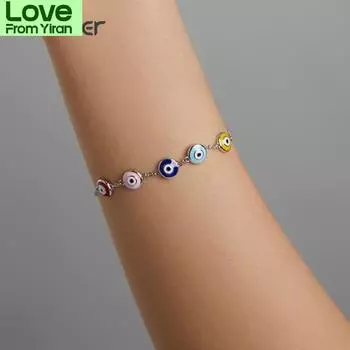 Подлинный браслет Guardian Eye из стерлингового серебра 925 пробы с несколькими бусинами в виде глаз дьявола, цепочка для женщин, ювелирные украшения Scb218