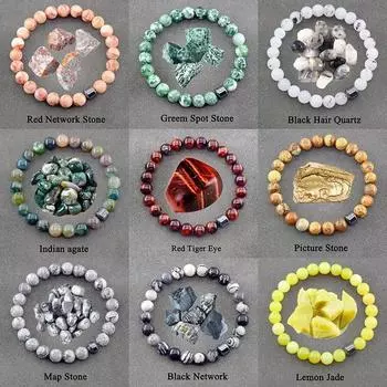 Подлинный браслет из натурального камня для мужчин и женщин, лабрадорит, красный тигровый глаз, бисер, ювелирные изделия, гематит, цилиндрический браслет, подарок, оптовая продажа