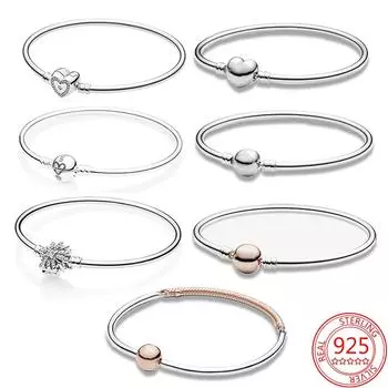 Подлинный браслет True Love из стерлингового серебра 925 пробы в форме сердца, фирменный браслет с подвесками из бисера своими руками на День святого Валентина, подарки 18