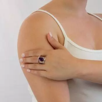 Подлинный чешский аметист, необработанный драгоценный камень, ювелирное изделие из стерлингового серебра 925 пробы, ручная работа, эффектное женское кольцо, подарок для нее. фиолетовый