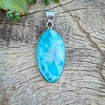 Подлинный чешский ларимар, необработанный драгоценный камень, стерлинговое серебро 925 пробы, кулон ручной работы, эффектный женский кулон, подарок для нее.