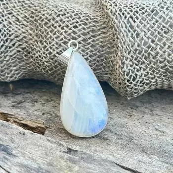 Подлинный чешский лунный камень, необработанный драгоценный камень, стерлинговое серебро 925 пробы, кулон ручной работы, эффектный женский кулон, подарок для нее. белый