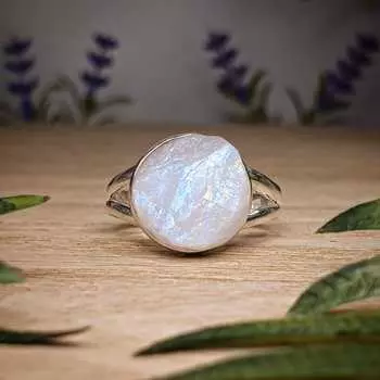 Подлинный чешский лунный камень, необработанный драгоценный камень, чистое серебро 925 пробы, ювелирное изделие ручной работы, эффектное женское кольцо, подарок для нее. белый
