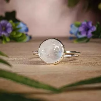 Подлинный чешский лунный камень, необработанный драгоценный камень, чистое серебро 925 пробы, ювелирное изделие ручной работы, эффектное женское кольцо, подарок для нее. белый