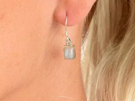 Подлинный чешский лунный камень, необработанный драгоценный камень, стерлинговое серебро 925 пробы, серьги ручной работы, эффектные женские серьги, подарок для нее. белый