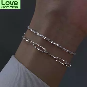Подлинный итальянский браслет из стерлингового серебра S925 пробы, сверкающий браслет с блестками, ювелирные изделия высокого качества для леди, ремешок, ювелирные изделия в подарок