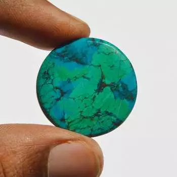 Подлинный кабошон хризоколлы - 33 карата, натуральный драгоценный камень, ювелирные изделия ручной работы, размер - 27x27x4,7 мм 27x27x4.7 mm разноцветный