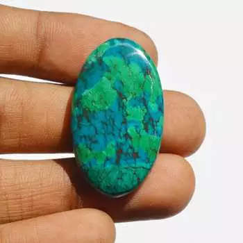Подлинный кабошон хризоколлы - 41 карат, натуральный драгоценный камень, ювелирные изделия ручной работы, размер - 35x20x5,4 мм 35x20x5.4 mm разноцветный