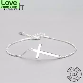 Подлинный классический этнический браслет-крест из стерлингового серебра 925 пробы, минималистичные ювелирные украшения для женщин, модные аксессуары для вечеринок
