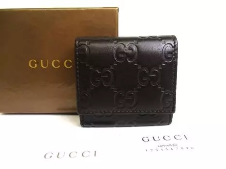Подлинный кошелек для монет GUCCI Guccissima из темно-коричневой кожи #a550, восстановленный
