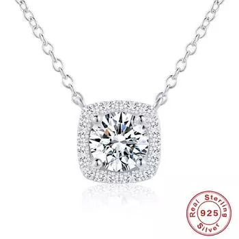 Подлинный кулон с муассанитом 1 карат, квадратный багет, ожерелье с муассанитом 925 Silver