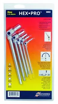 [Подлинный отечественный продукт] Набор шестигранных ключей BONDHUS с шарнирной головкой, миллиметр, матовая хромированная обработка (Покрытие) (3, 4, 5, 6, 8 мм) 00062 № 00062