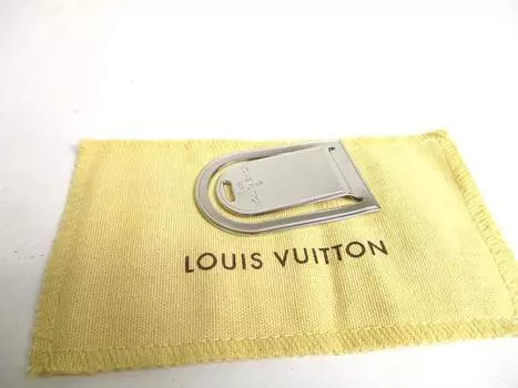 Подлинный посеребренный зажим для денег LOUIS VUITTON, зажим для купюр Porte Address #a437, восстановленный