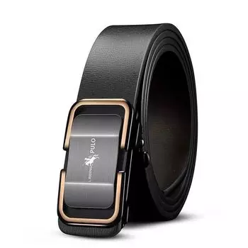 Подлинный ремень PULO для мужчин из мягкой кожи с автоматической пряжкой, молодежный деловой повседневный универсальный ремень для брюк 110cm