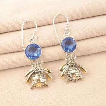 Подлинный танзанит 925 пробы серебряные украшения ручной работы серьги-подвески 2 для нее EE-154-7
