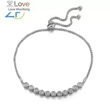 Подлинный теннисный браслет из стерлингового серебра 925 пробы для женщин, ЮАР, бриллианты 0,06 карата, регулируемая длина руки, дюйм, ювелирные украшения 17.5-18cm