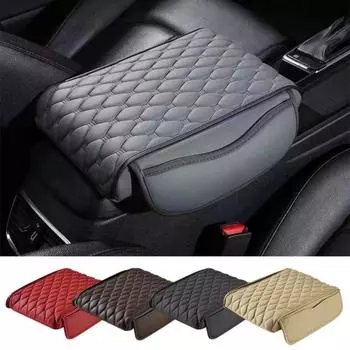Подлокотник автомобиля из искусственной кожи с карманом для хранения, защитный коврик для подлокотника, центральная консоль кофейный
