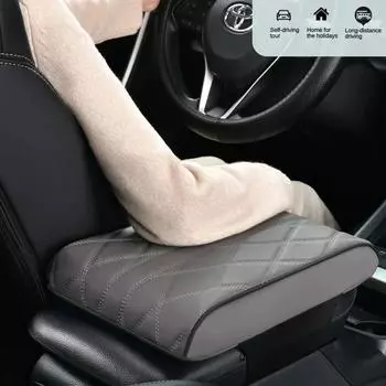 Подлокотник автомобиля из пеноматериала с эффектом памяти из кожи Napa, универсальная центральная подушка с вышитыми полосками и ромбами, ящик для сиденья