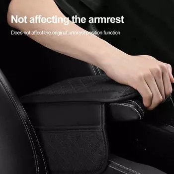 Подлокотник автомобиля Подушка для поддержки локтя Подушка для подлокотника Подушка с двумя сторонами Сумка для хранения Внутренний карман из искусственной кожи чёрный