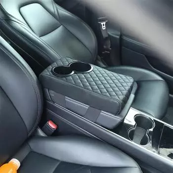 Подлокотник центральной консоли автомобиля с двумя подстаканниками, подлокотник из искусственной кожи, переносная наволочка, подушка для регулировки высоты, автомобильные аксессуары