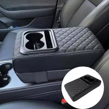 Подлокотник центральной консоли автомобиля с двумя подстаканниками, подлокотник из искусственной кожи, портативная подушка для подлокотника автомобиля, чехол для подушки, регулирующая высоту, поддержка подлокотника