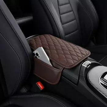 Подлокотник центральной консоли Подушка подлокотника для автомобиля с боковыми карманами Аксессуары для салона автомобиля Защитный чехол для подлокотника автомобиля для большинства красный
