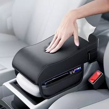 Подлокотник для автомобиля, центральный, высота ящика, универсальная центральная опора для локтя, держатель для салфеток, чехол для подлокотника, кожаный чехол для автомобильного подлокотника One Size чёрный