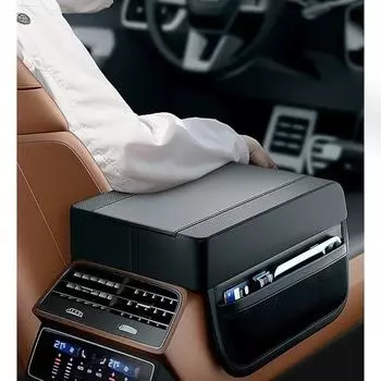 Подлокотник для автомобиля, подушка для высоты, универсальная кожаная подушка для подлокотника с карманом, центральная память, хлопковая подлокотная опора, подлокотник для хранения вещей чёрный