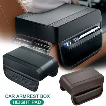 Подлокотник для автомобиля, подушка для высоты, универсальная кожаная подушка для подлокотника с карманом, центральная память, хлопковая подлокотная опора, подлокотник для хранения вещей чёрный