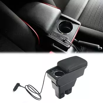 Подлокотник консоли, центральный консольный ящик для хранения для Suzuki Jimny, сменный ящик для подлокотника с подстаканником и USB-интерфейсом, аксессуары Jimny JB64W/JB74W чёрный