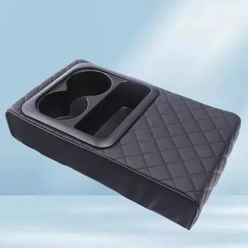 Подлокотник с подставкой для центральной консоли автомобиля, подлокотник с двумя подстаканниками, переносная подушка для подлокотника, чехол для увеличения высоты, более широкий слот для хранения бежевый