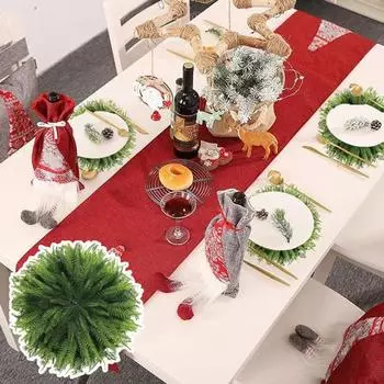 Подложка из искусственного кедра с густыми ветками, многоразовая, термостойкая, для праздничного стола на День благодарения, Рождество