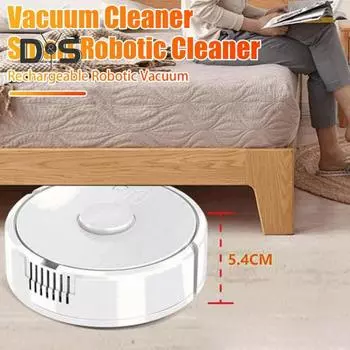 Подметающий робот-пылесос Ультратонкий дизайн Мощное всасывание Низкий уровень шума Работающий от аккумулятора пылесос чёрный