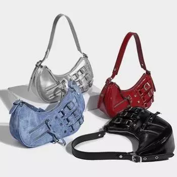 Подмышечная сумка Женские сумки через плечо с застежкой-молнией и пряжкой Американские ретро-сумки для поездок на работу и отдыха Универсальные модные сумки в корейском стиле