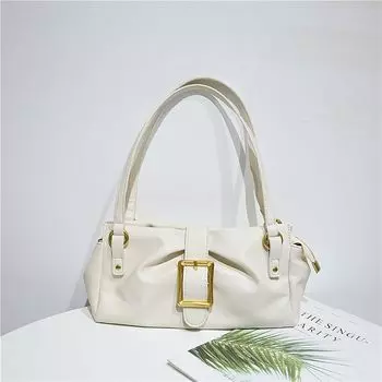 Подмышечная женская стильная сумка-багет из натуральной кожи, женская сумка через плечо из коровьей кожи с косой талией, сумка-мешок Niche белый