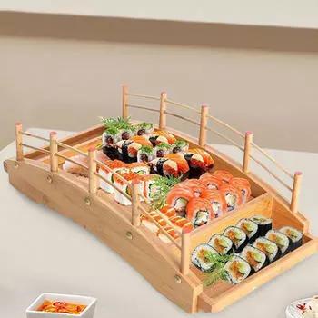 Поднос деревянный Sushi Bridge для еды и закусок M