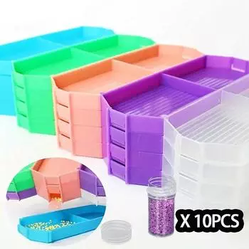 Поднос для алмазной живописи большой емкости с набором банок для хранения своими руками - поднос для инструментов для алмазной живописи, органайзер для бусин и страз, комплект для сортировки лотков