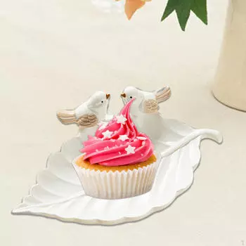 Поднос для безделушек в виде листьев со статуей птицы, тарелка для закусок, ожерелье, держатель для ключей для декора комнаты розовый