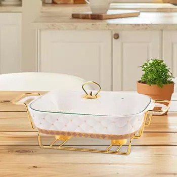 Поднос для блюд, кастрюля, подогреватель для еды, легко моется, с подставкой, керамическая чафер зелёный