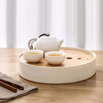 Поднос для чайной церемонии Gongfu из бамбука для сервировки Kungfu для бара белый