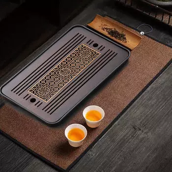 Поднос для чая из бамбука, дренаж для набора кунг-фу, простой, стол для хранения воды, домашний офис Style C