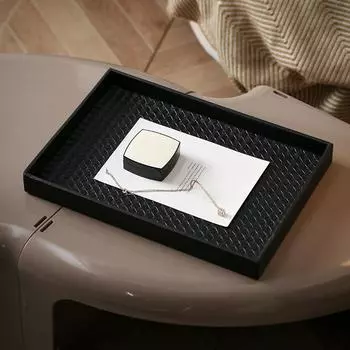 Поднос для чая ручной работы, косметика, квадратный поднос, хранение еды, тарелка для дома, свадьбы, вечеринки, искусственная кожа, орнамент, дерево, уникальные мелочи, аксессуары