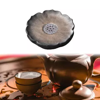 Поднос для чая в стиле кунг-фу, форма лотоса в китайском стиле кунг-фу, с дренажной доской, креативный держатель для чайника Gilded