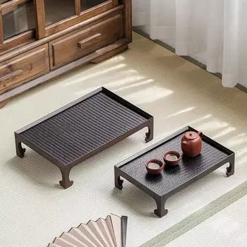 Поднос для чая Zen Bamboo с высокими ножками, бытовой высококачественный поднос для сухого чая, подставка для хранения чашек и чайников